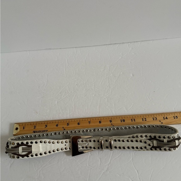 Genuine Leather White Studded Belt Western Cowgirl Country Women - Size M main image 7